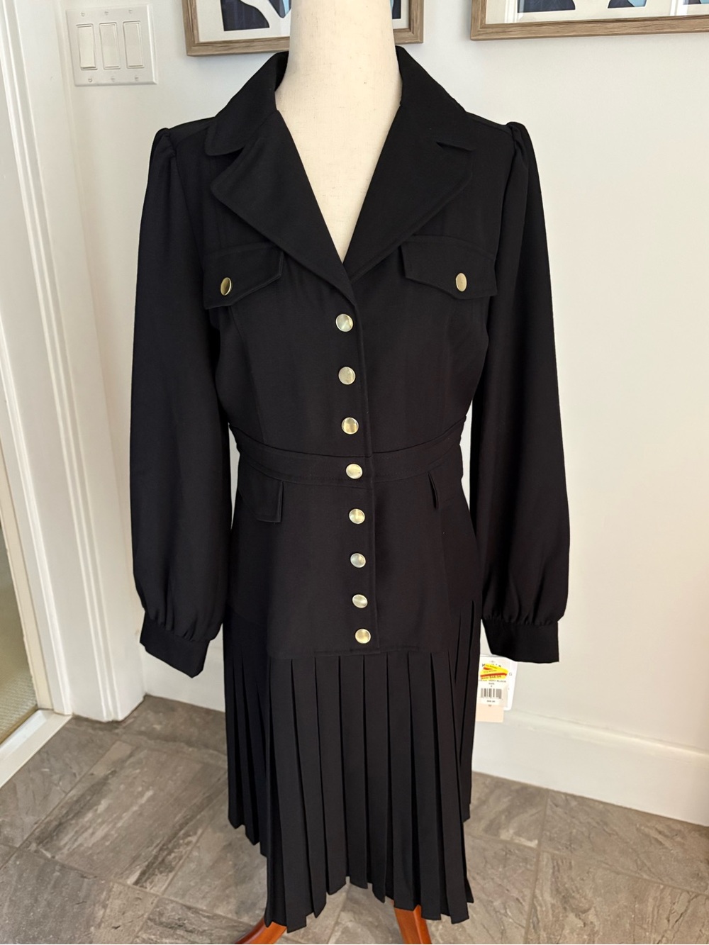 NWT Nanette Lepore gold button dress LBD